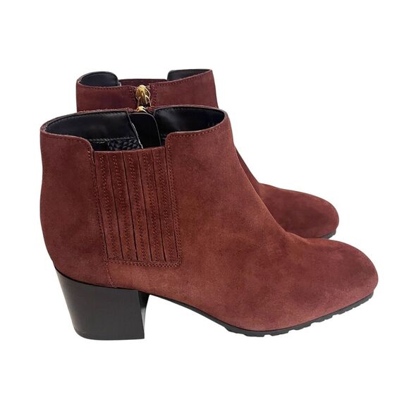 Aquatalia Women's Size 8 Leather Block Heel Brown Rust Suede Ankle Booties $495 - Picture 3 of 10